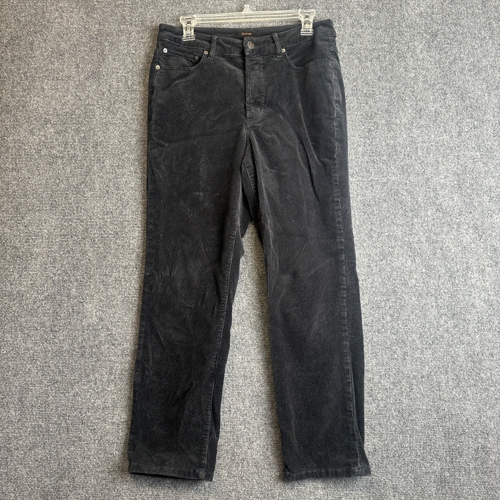Quince Corduroy Pants Womens 8 Black Stretch Straight Leg‎ Cord Boho Y2K Grunge